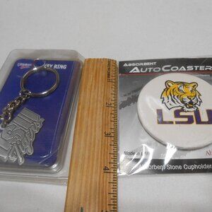 NEW RARE LOT LSU TIGERS WINCRAFT SPORTS KEY RING & ABSORBENT STONE CUPHOLDER 🏈